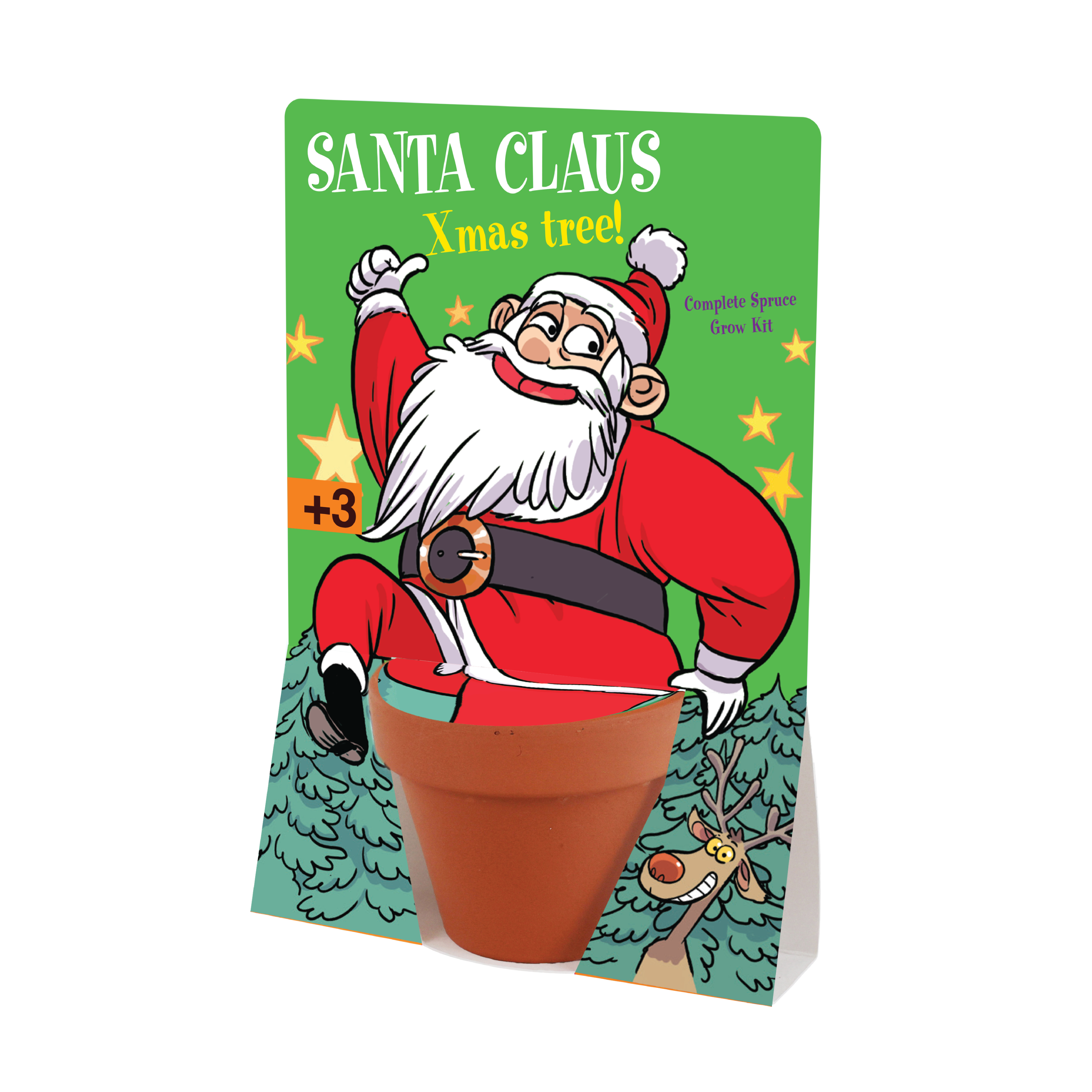 Holiday Santa Spruce Terra Cotta Grow Pot