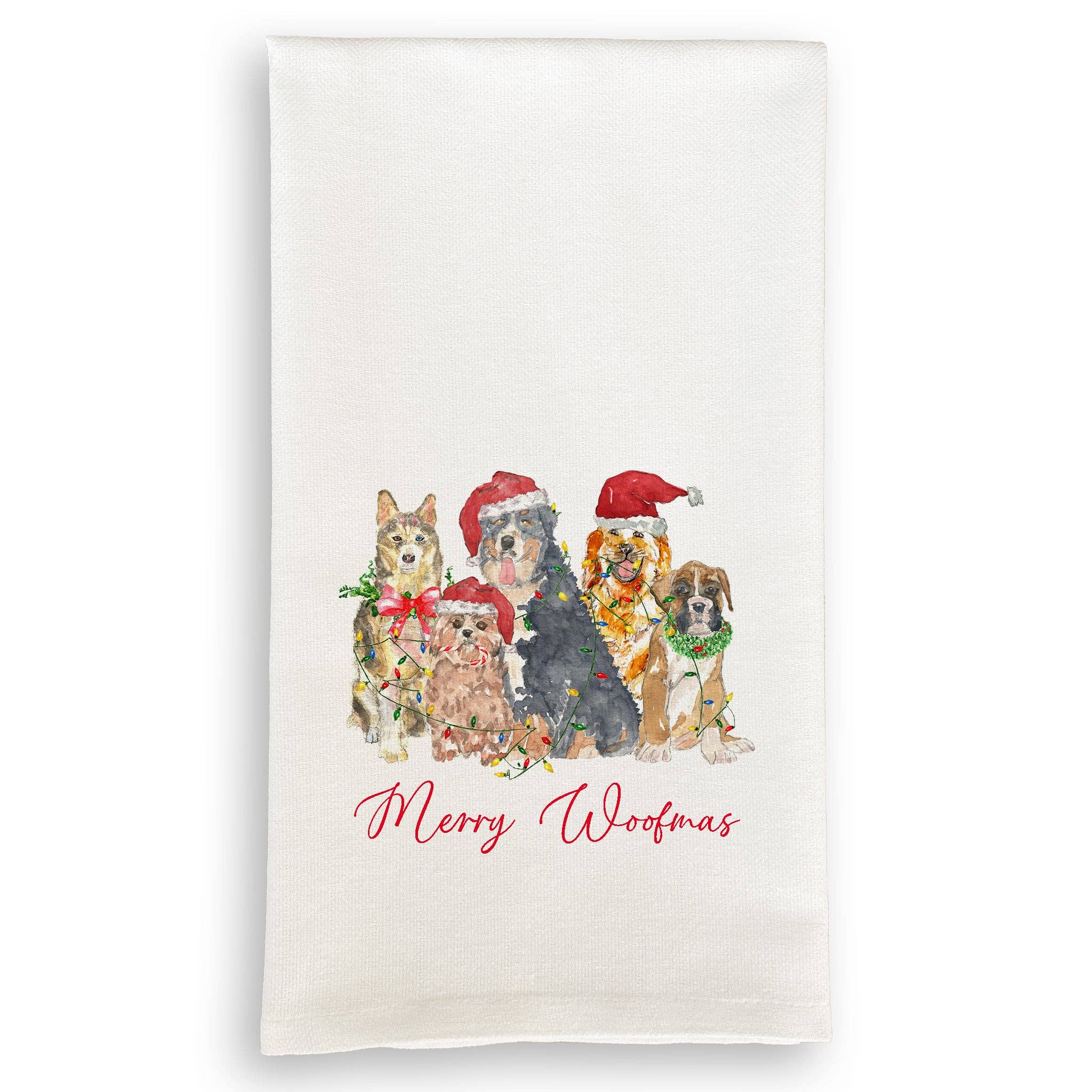 Christmas Dogs Dishtowel