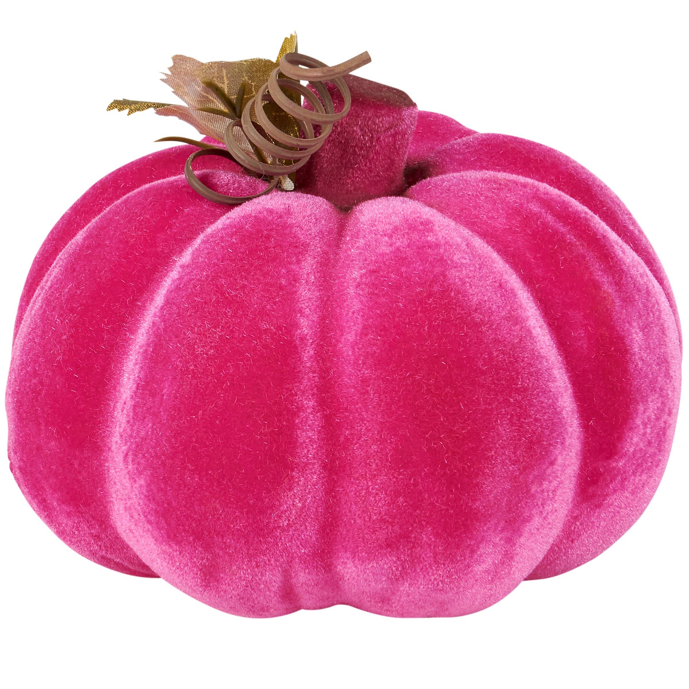 Flocked Neon Pink Pumpkin