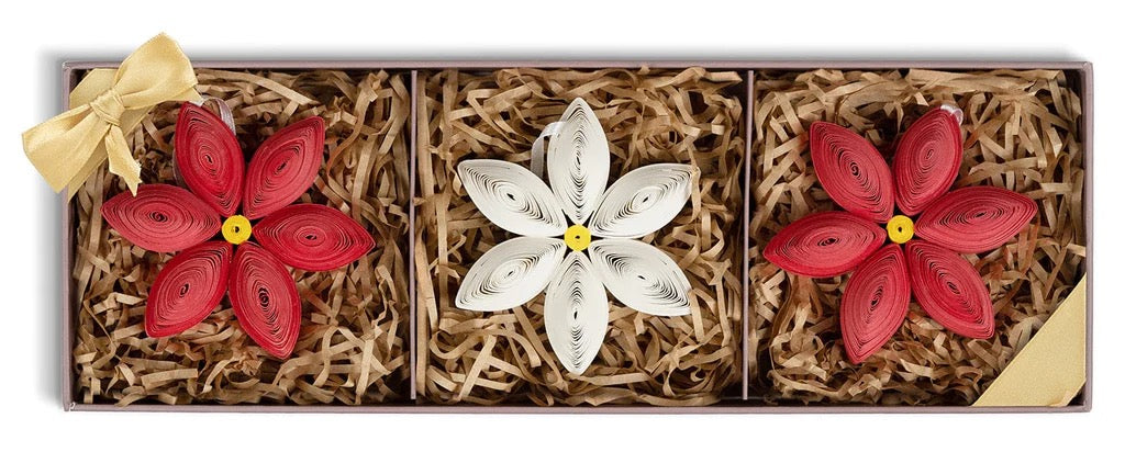 Quilled Poinsettia Ornaments Box Set