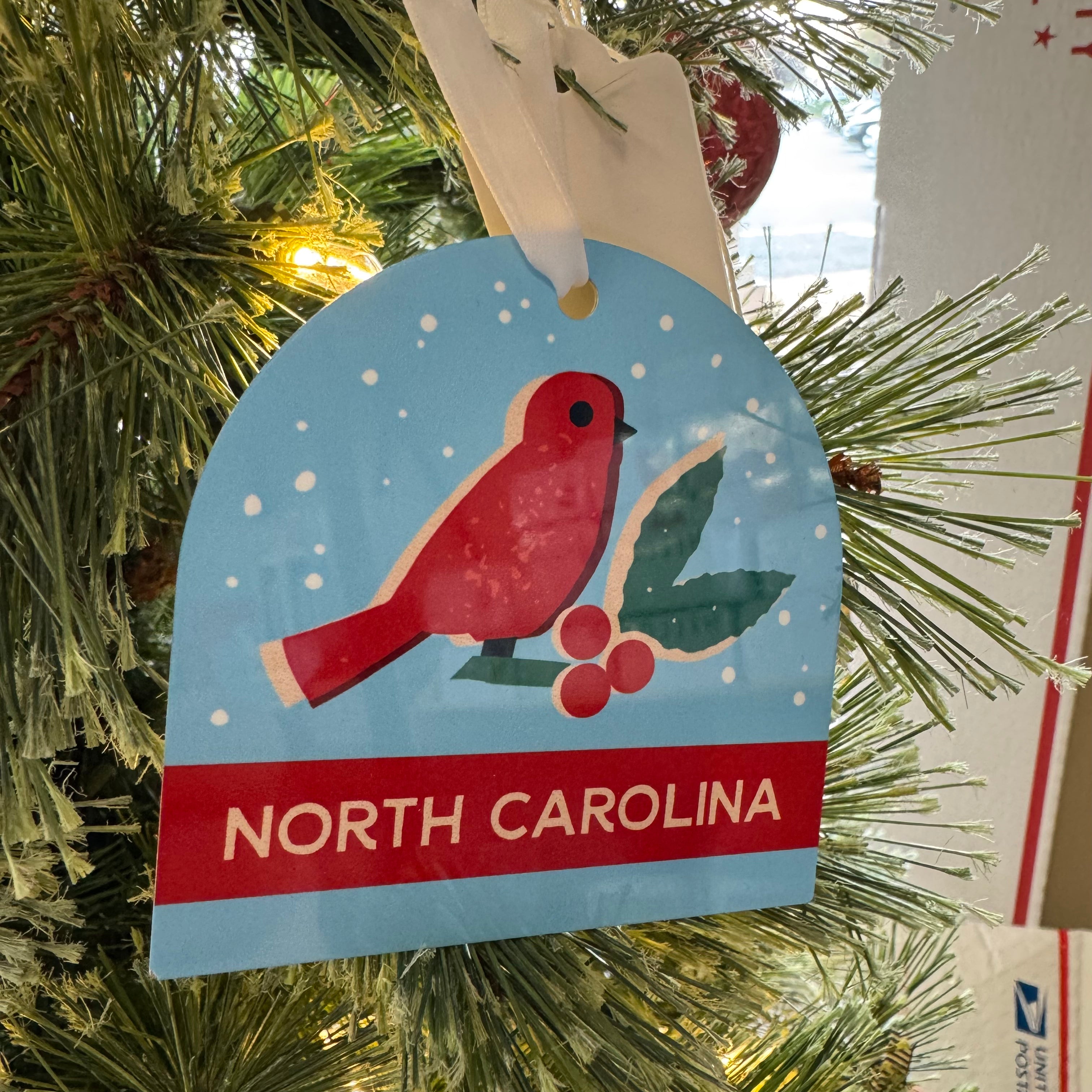 North Carolina Bird & Holly Ornament