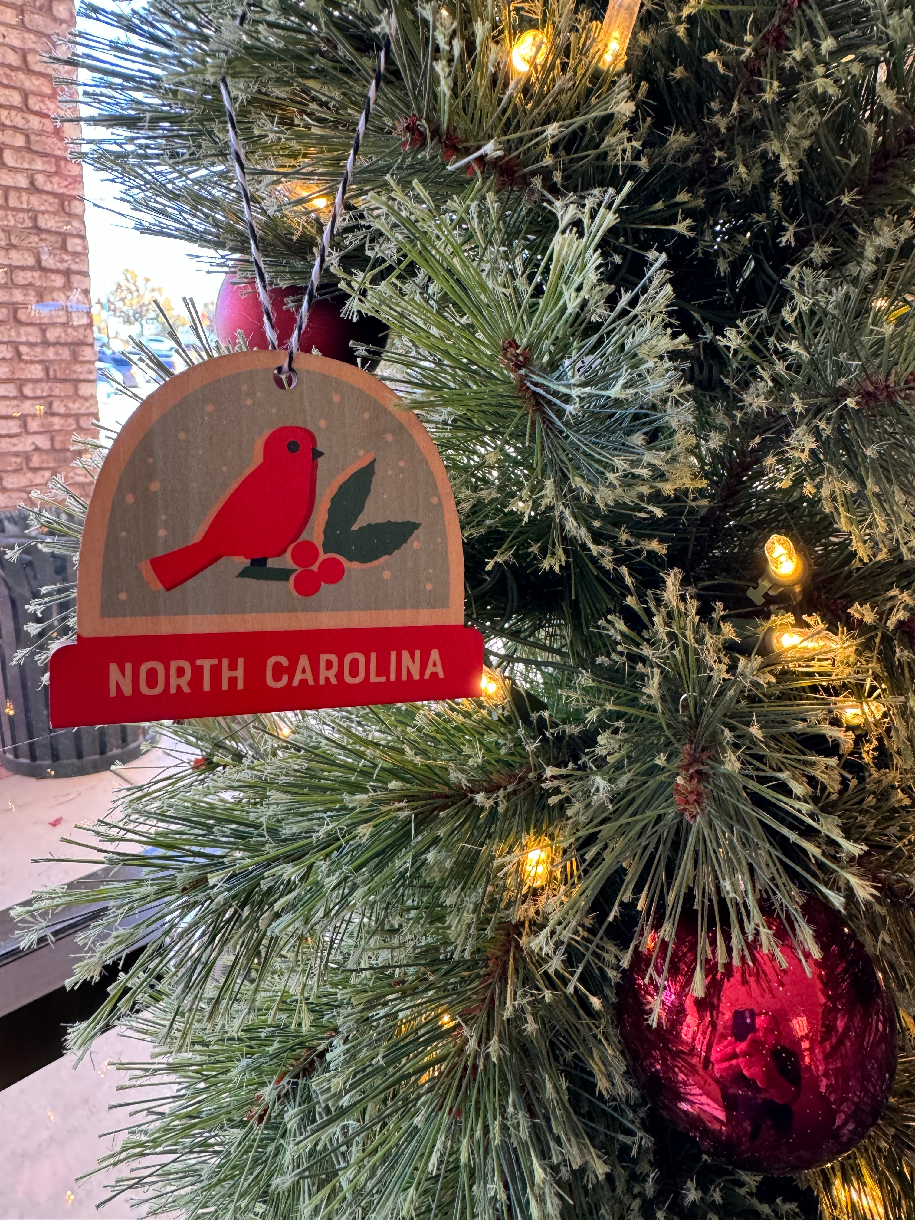 North Carolina Wood Snowglobe Ornament