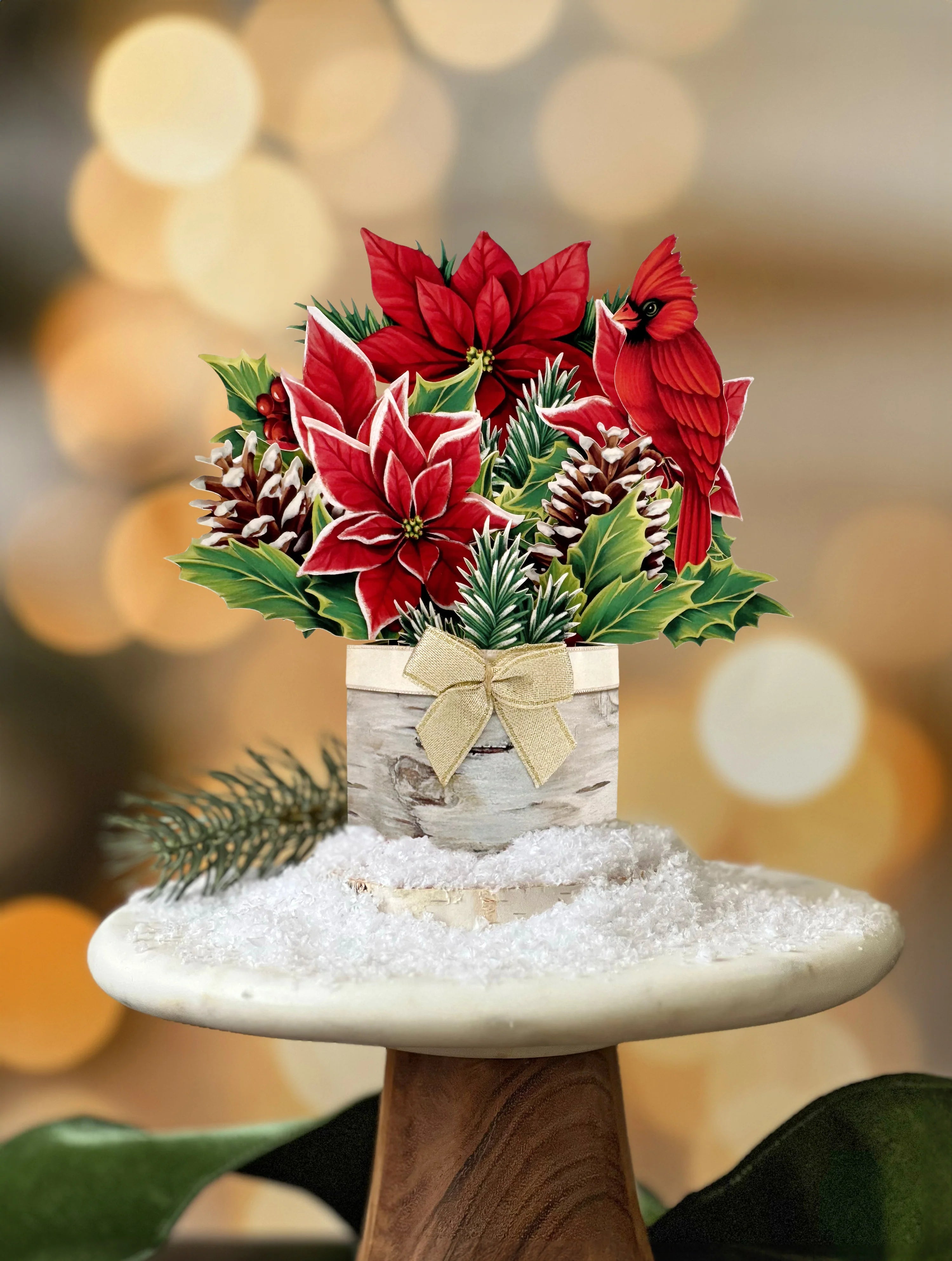 Mini Birch Poinsettia Pop-Up Card