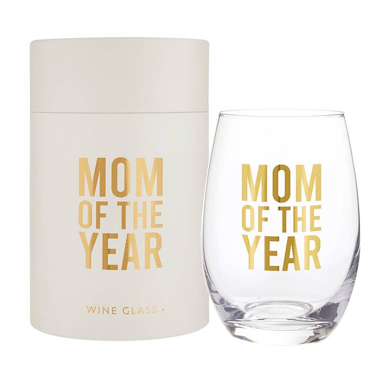 Mom Of The Year Stemless Wine Glass