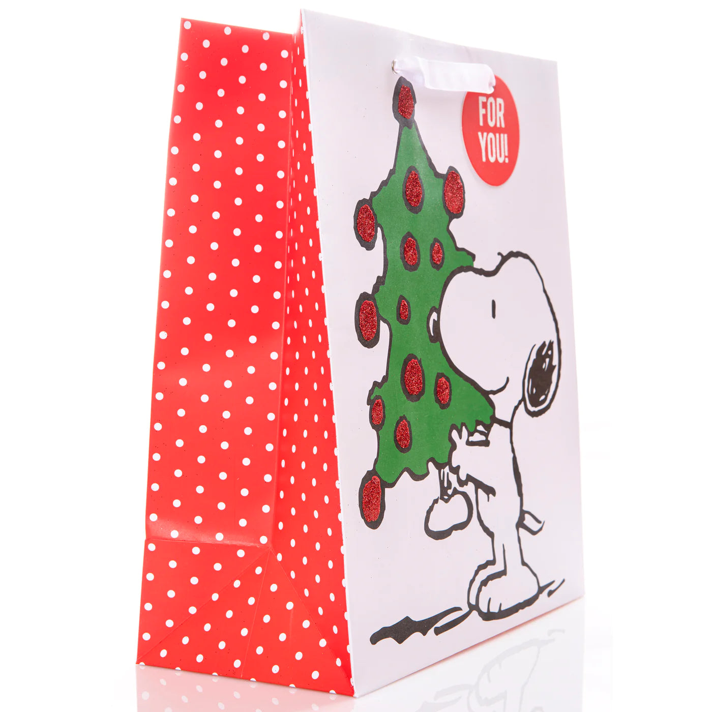 Snoopy Holding Tree Large Holiday Gift Bag