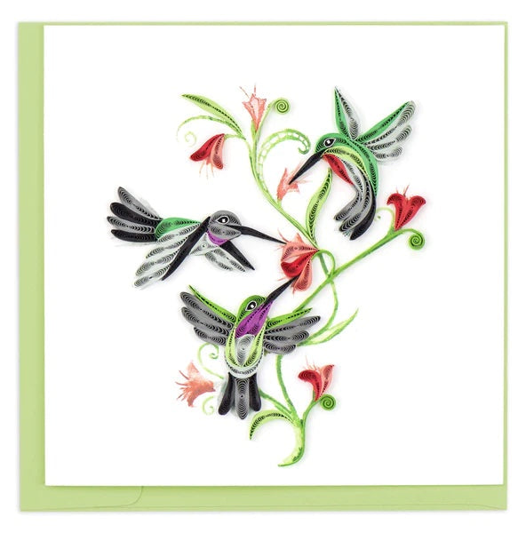 Quilling Hummingbird Trio Greeting Card