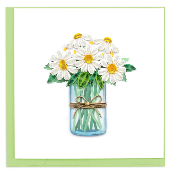 Quilling White Daisies in Jar Greeting Card