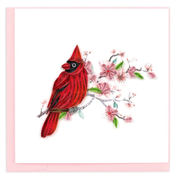 Quilling Cardinal & Cherry Blossom Greeting Card