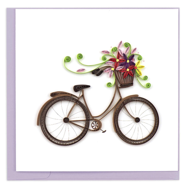 Quilling Bicycle & Flower Basket Greeting Card