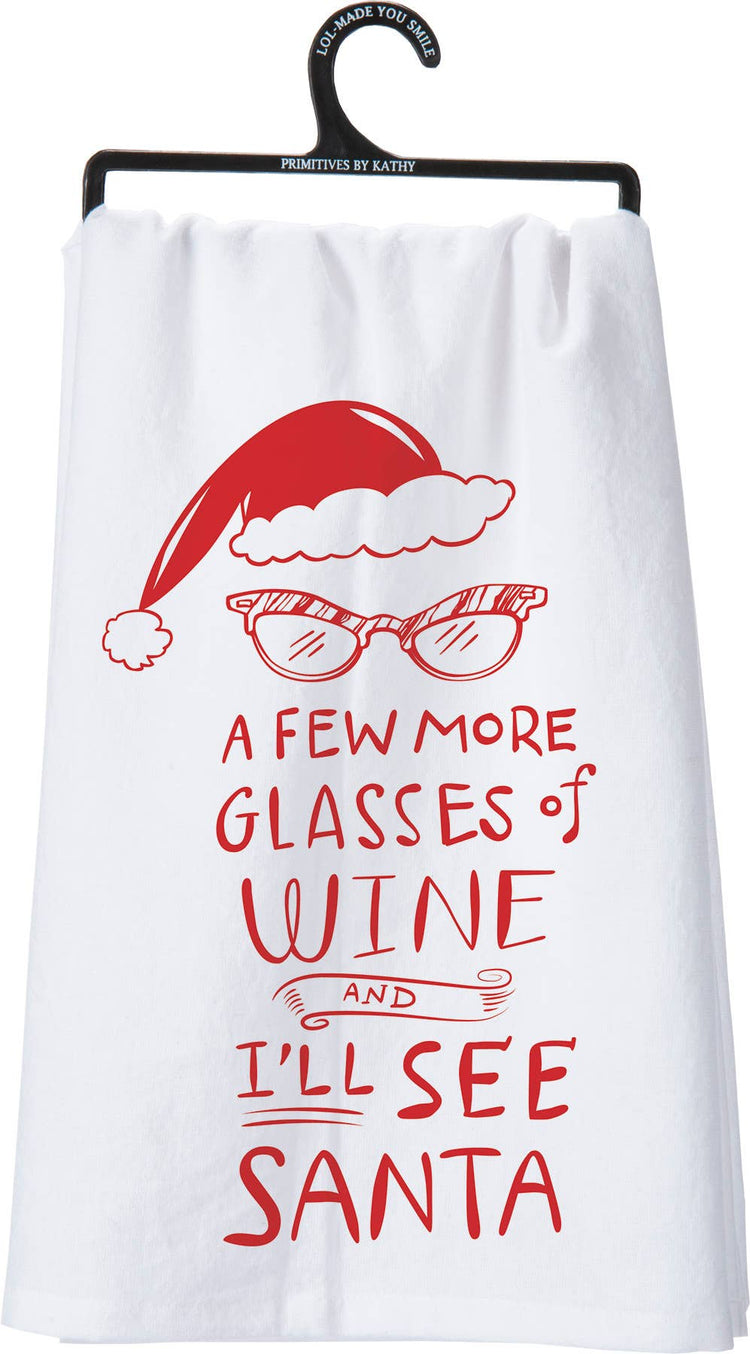 Christmas wine glass And Kitchen Towel Gift Set Holiday Dear Santa